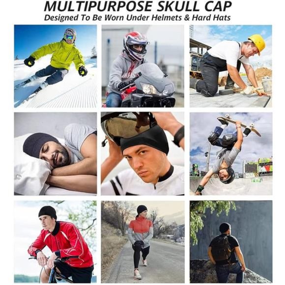 Cotton Skull Caps for Men Women,2-Pack Lightweight Beanie Sleep Hats Breathable - Picture 3 of 7